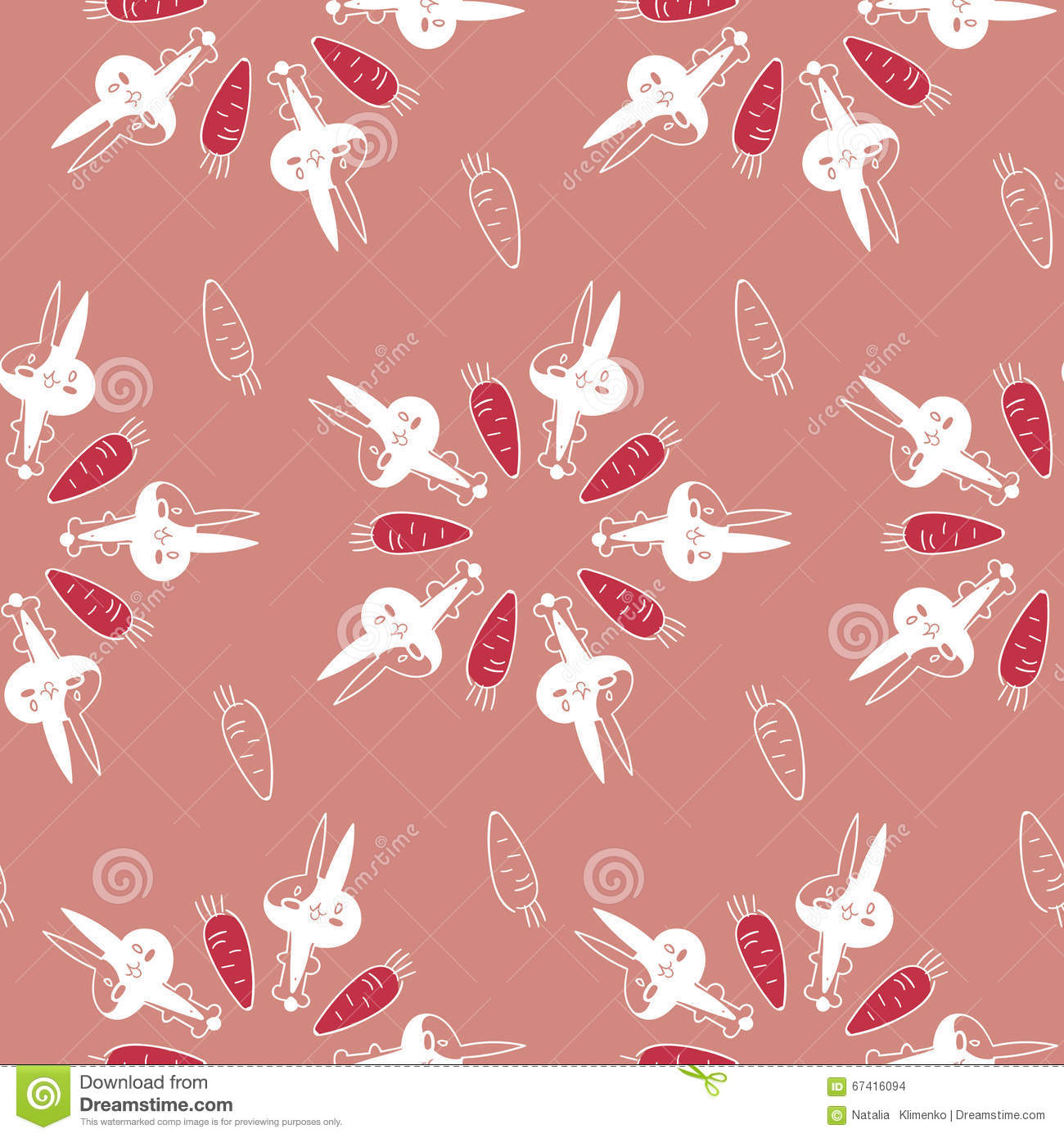 Cute Pink Rabbit Pattern Carrots Wallpaper