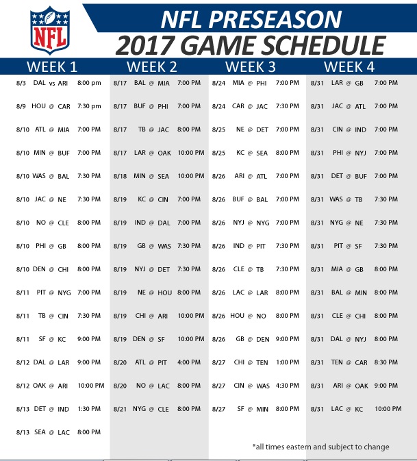2017 NFL Preseason Schedules Wallpaper