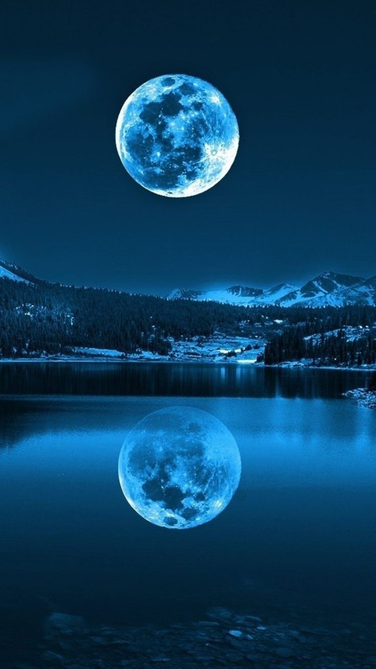 Blue Full Moon Wallpaper Iphone