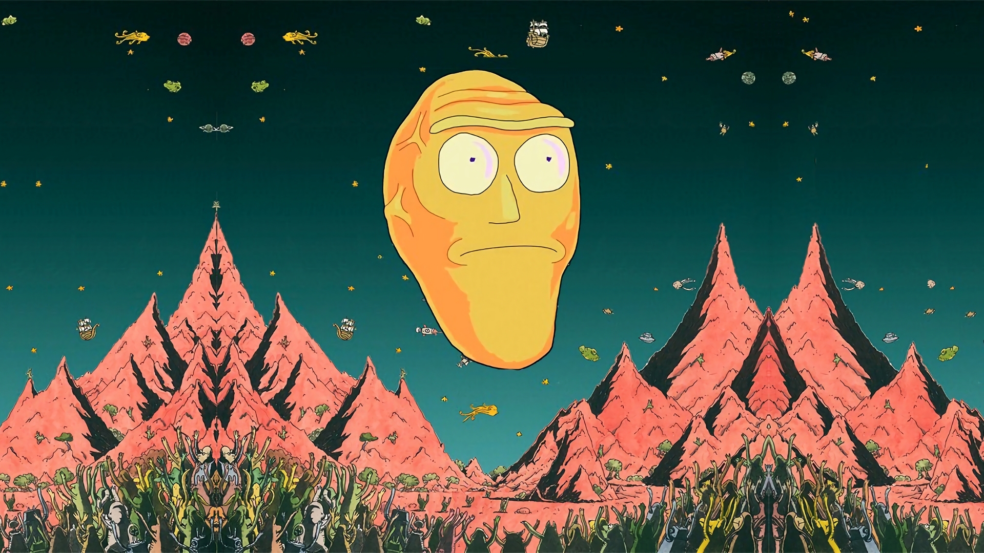 Rick And Morty Wallpaper Giant Heads