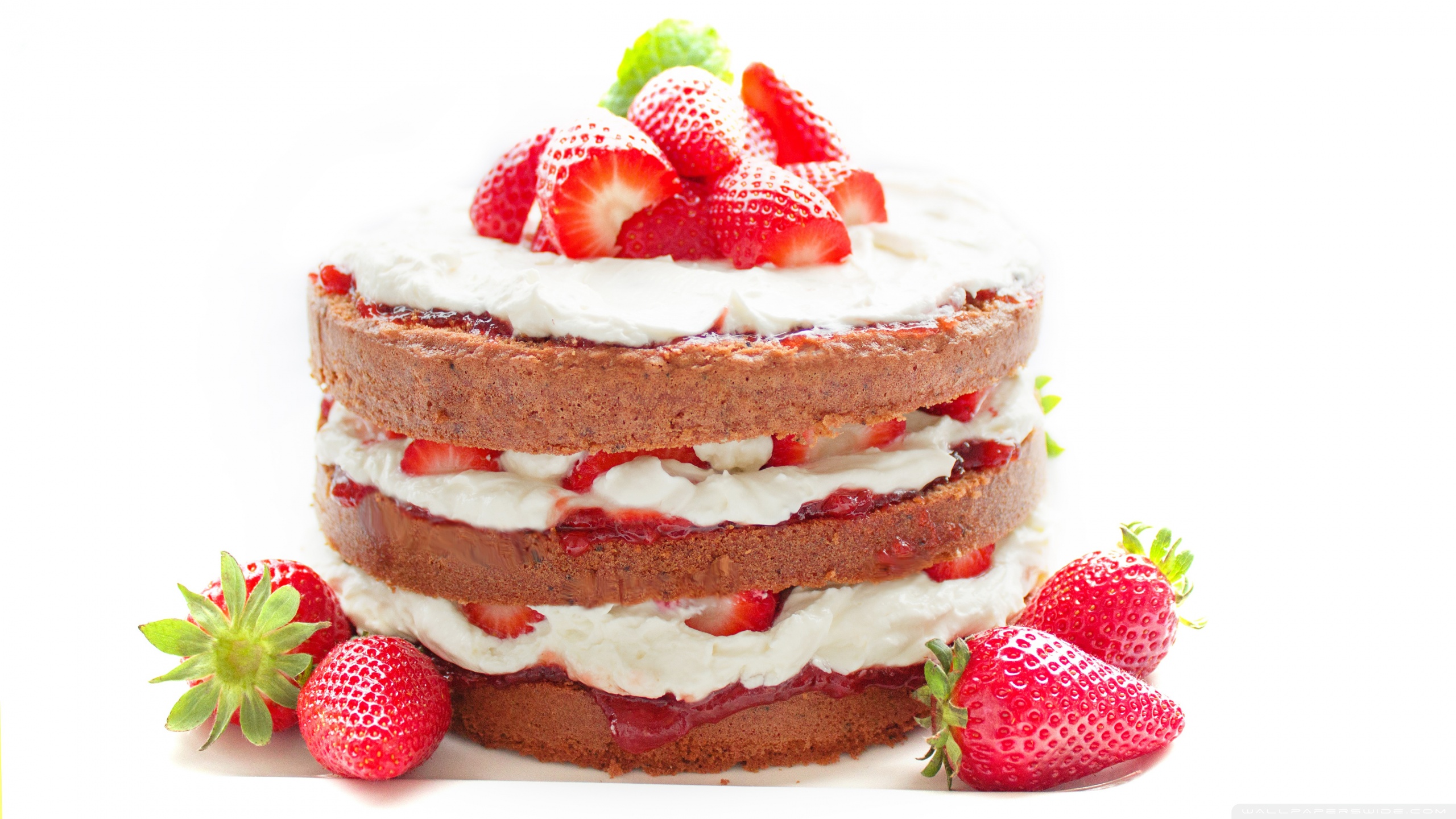 Strawberry Cake Wallpaper HD 2560x1440