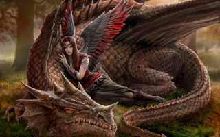 Fantasy Dragon and Fairy Wallpaper