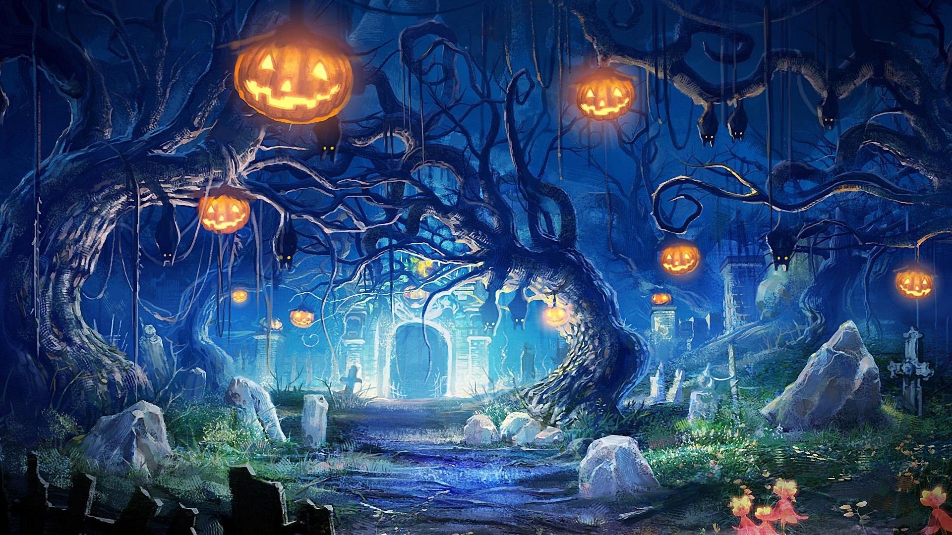 Fantasy Forest Halloween Wallpaper