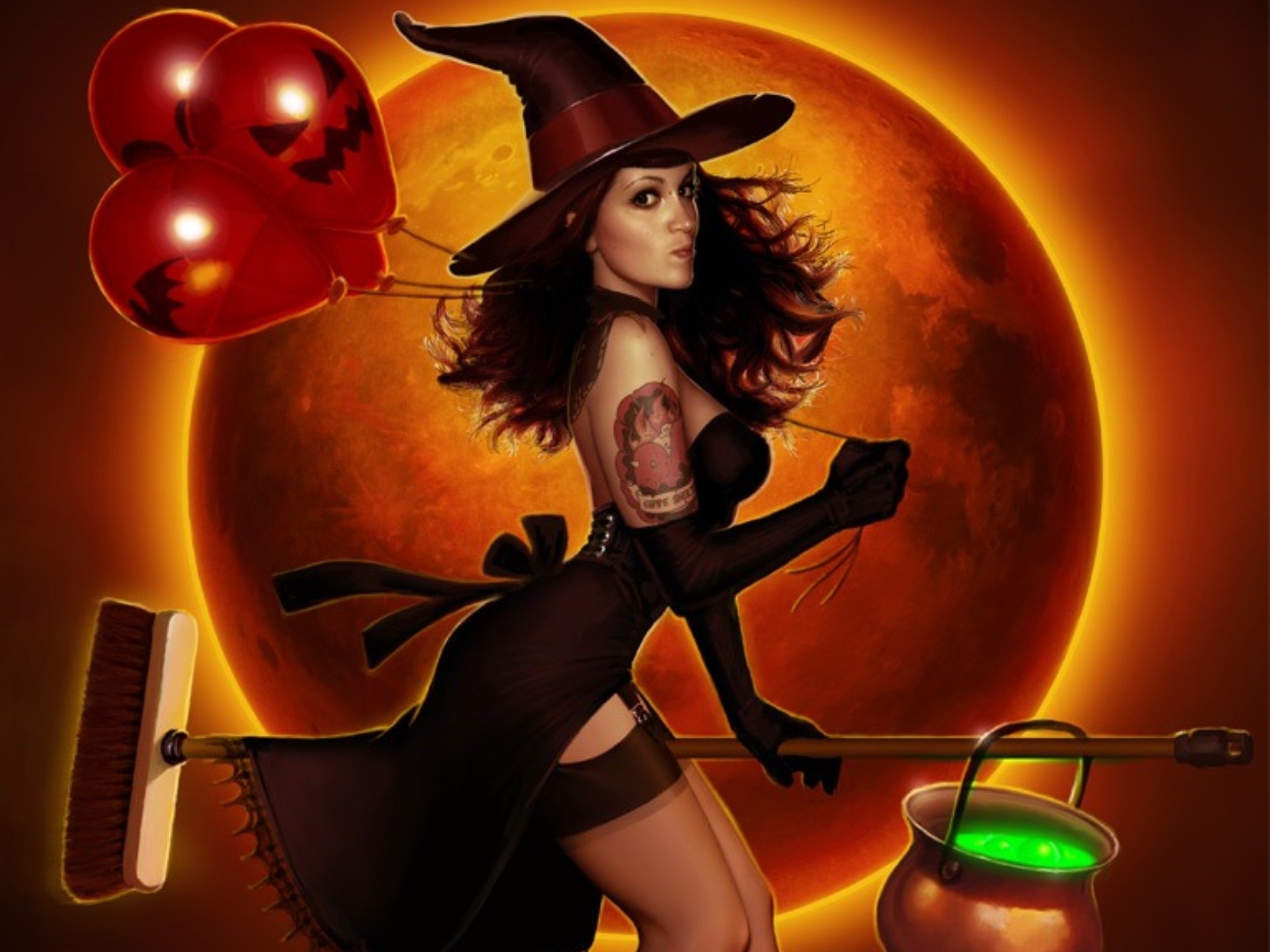 Fantasy Halloween Witch Wallpaper HD 1920x1440