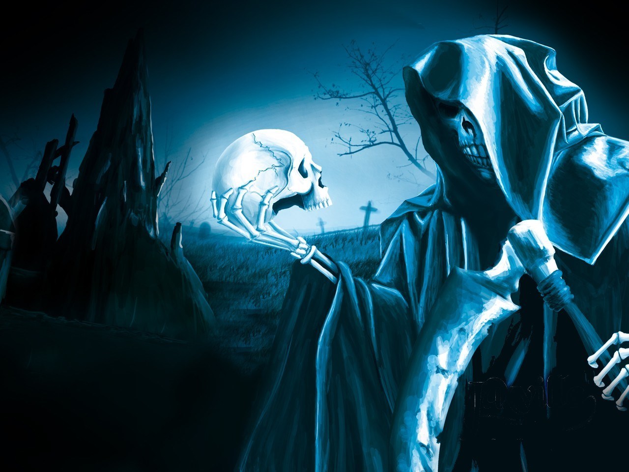 Grim Reaper Skull Dark Wallpaper 1280x960