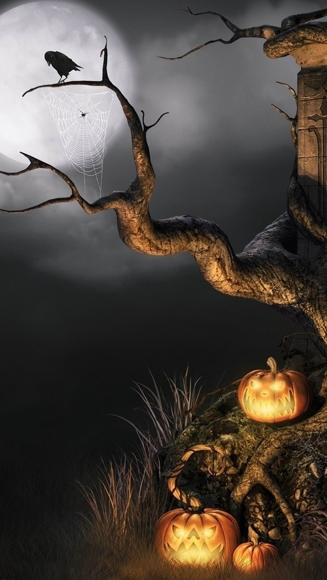 Halloween Tree Iphone Wallpaper 640x1136