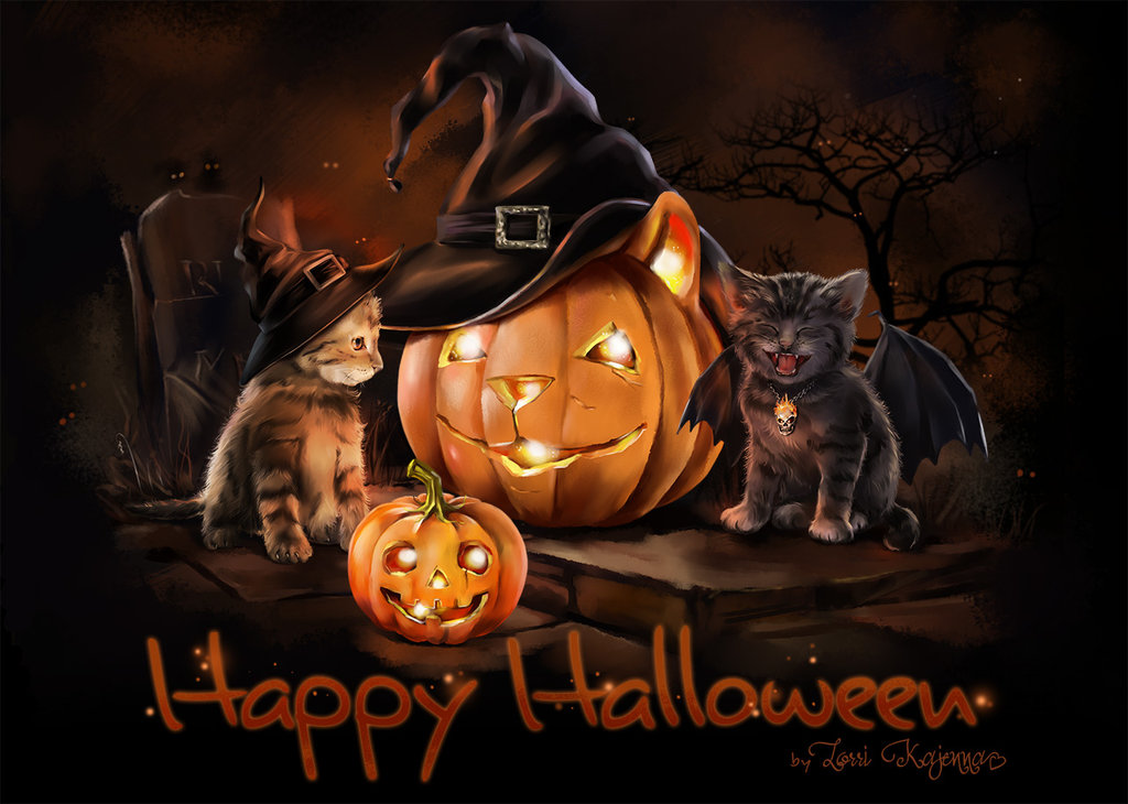Happy Halloween Cat Cute Wallpaper 1024x730