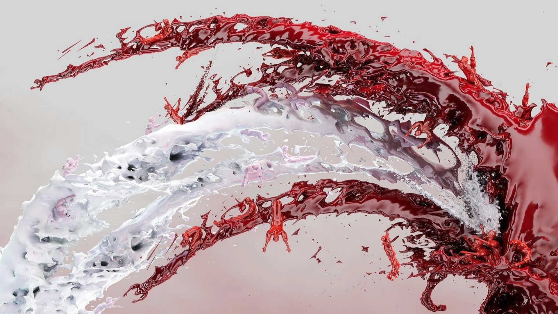 Red and White Liquid Wallpapers 1920x1080