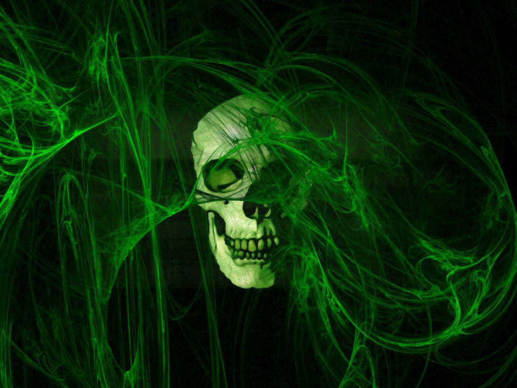 Wallpaper Green Skull 1024x768