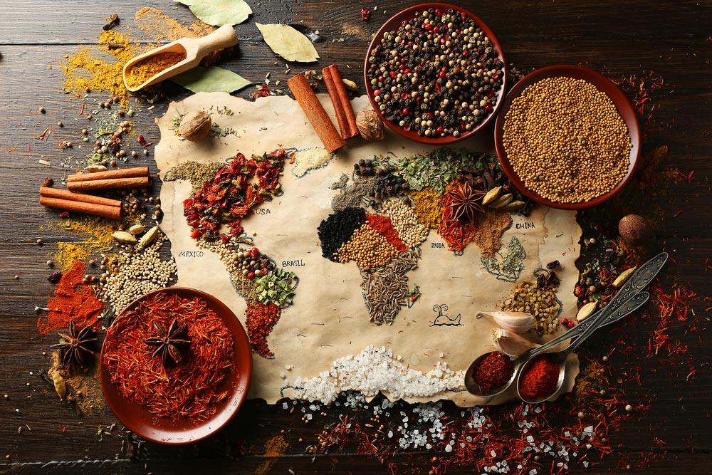 World Maps Spices Food Wallpaper