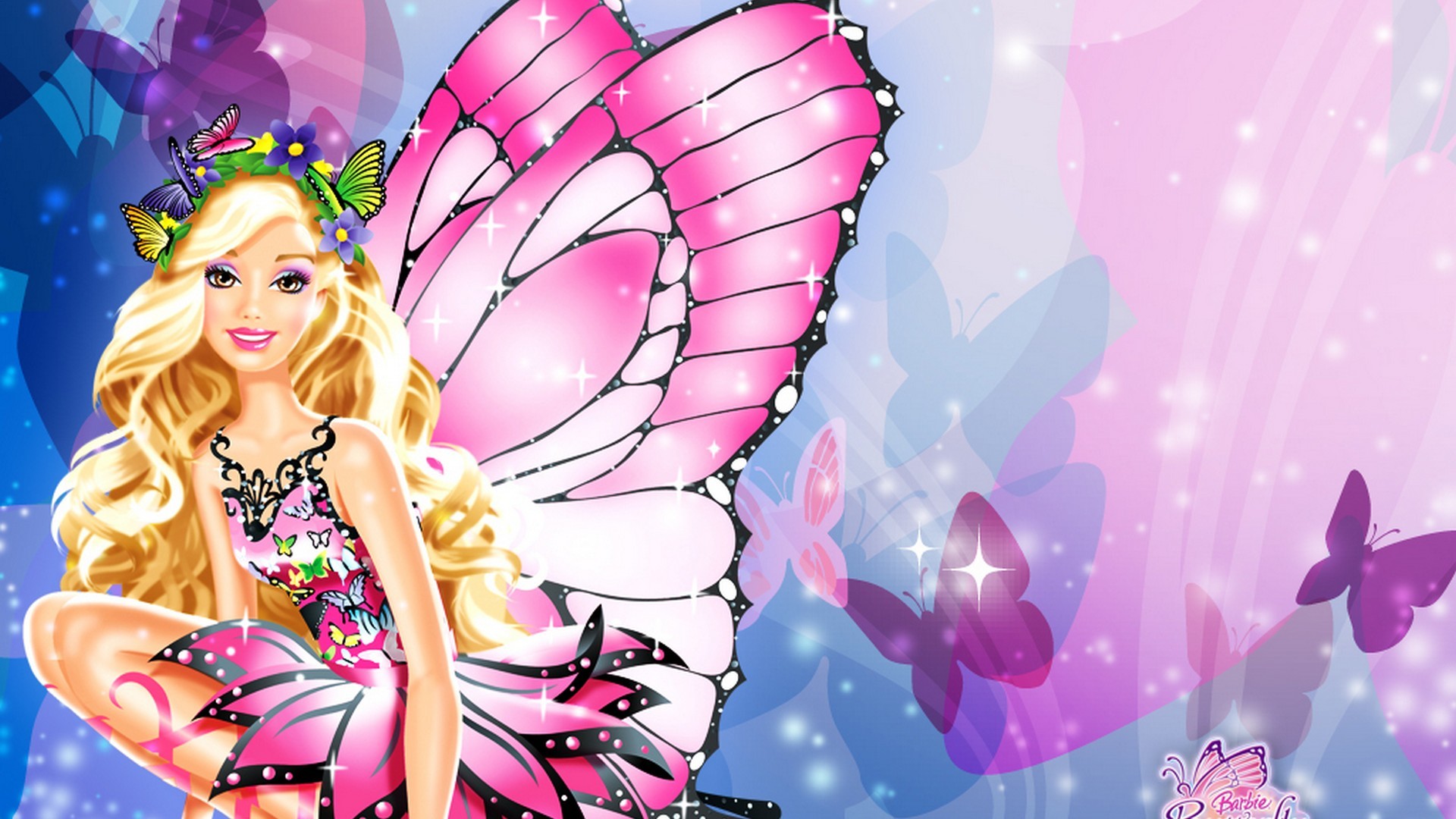 Pink Butterfly HD Backgrounds With Resolution 1920X1080