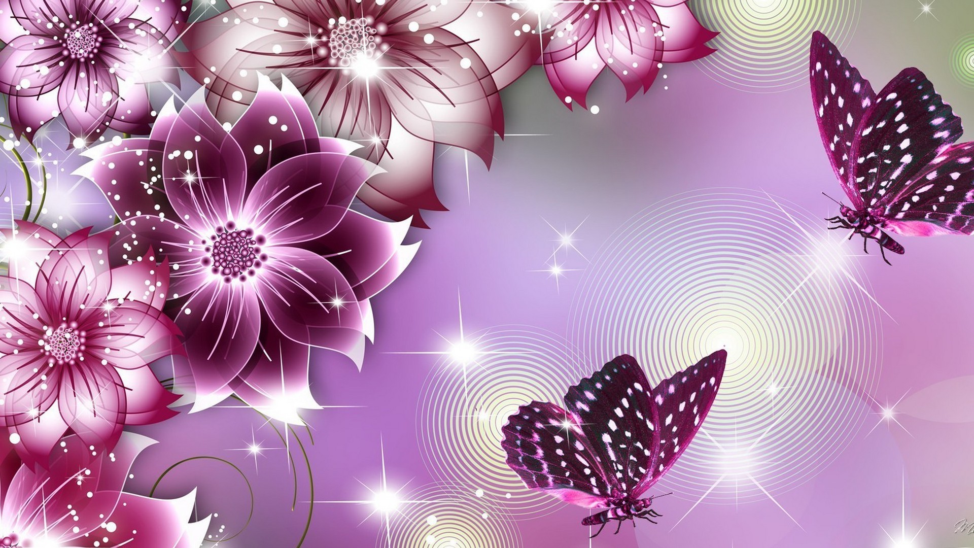 Purple Butterfly Background Wallpaper HD 1920x1080