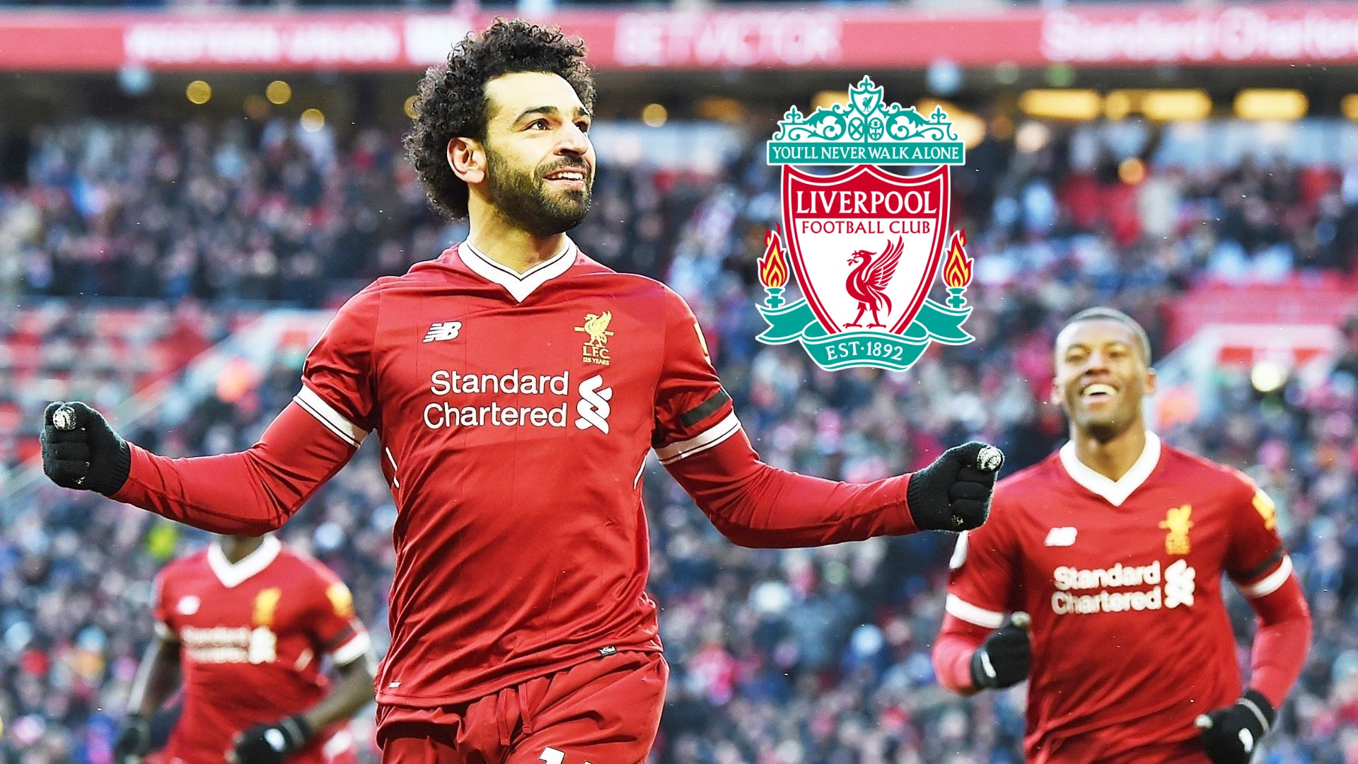 Mohamed Salah Liverpool Background Wallpaper HD With Resolution 1920X1080 pixel. You can make this wallpaper for your Desktop Computer Backgrounds, Mac Wallpapers, Android Lock screen or iPhone Screensavers