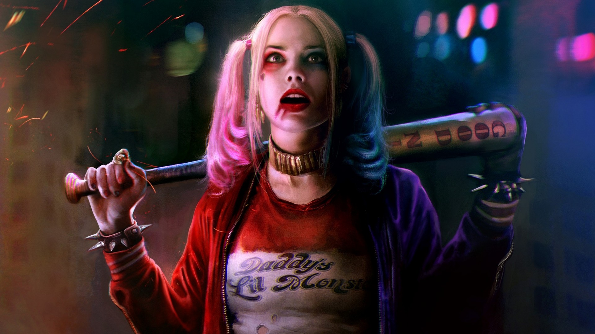 HD Wallpaper Harley Quinn With Resolution 1920X1080 pixel. You can make this wallpaper for your Desktop Computer Backgrounds, Mac Wallpapers, Android Lock screen or iPhone Screensavers