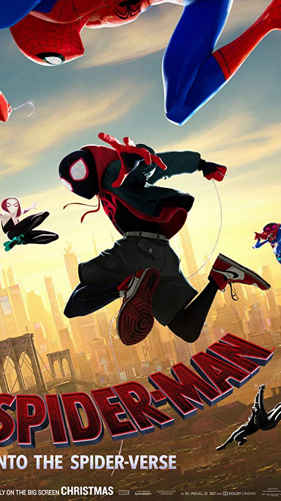 Spider-Man Into the Spider-Verse 2018 Phone Wallpaper with image resolution 1080x1920 pixel. You can make this wallpaper for your Desktop Computer Backgrounds, Mac Wallpapers, Android Lock screen or iPhone Screensavers
